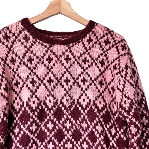 Anthropologie Maeve Sigfried Pink Wool Marsala Crewneck Sweater Size XSP - Picture 6 of 6